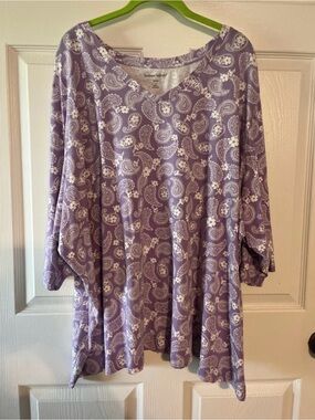 Woman Within Lavender Paisley V-Neck Tunic